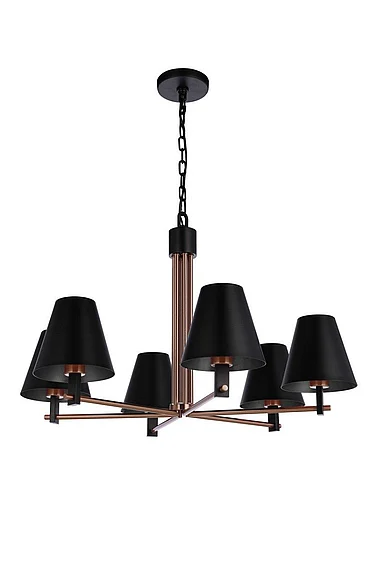 Craftmade Blake 6 Light Chandelier in Flat Black/Satin Brass 60926-FBSB