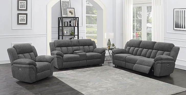 Coaster Furniture Bahrain 2-Piece Power Recliner Living Room Set in Gray