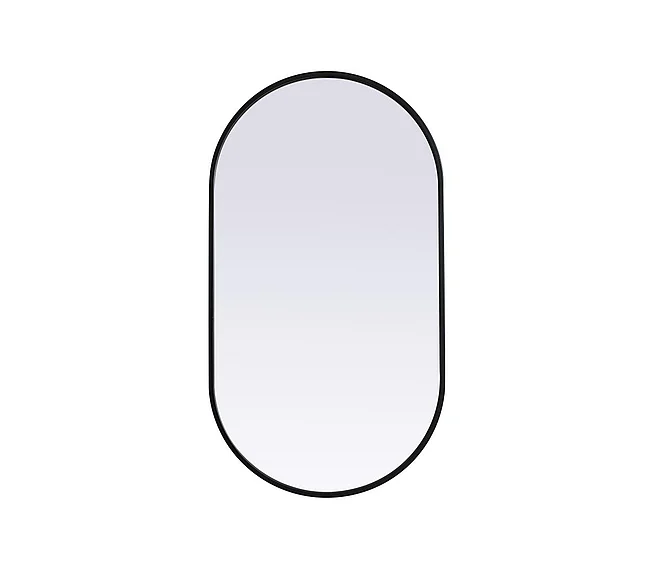 Elegant Metal Frame Oval Mirror 20X36 In. in Black MR2A2036BLK