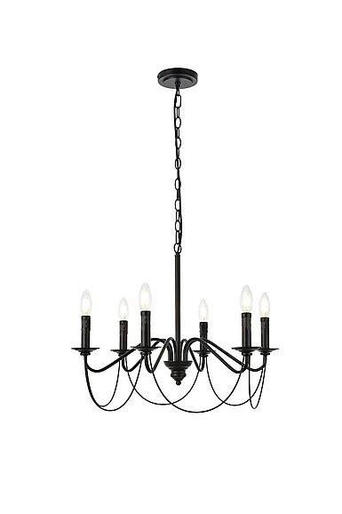 Elegant Westley 6 Lights Pendant in Black LD7048D24BK CLOSEOUT