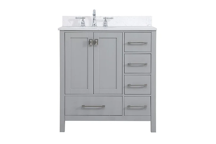 Elegant 32 In. Single Bathroom Vanity in Gray with Backsplash VF18832GR-BS