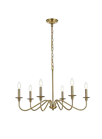 Elegant Rohan 30 In. Chandelier in Satin Gold LD5056D30SG