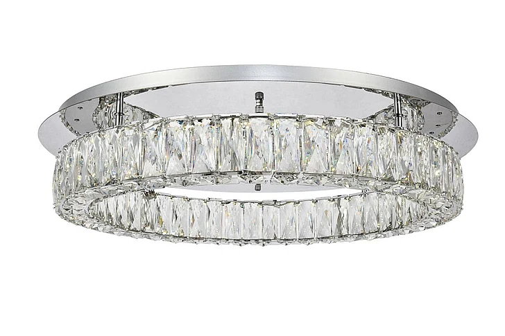 Elegant Monroe Led Light Chrome Flush Mount Clear Royal Cut Crystal 3503F26C
