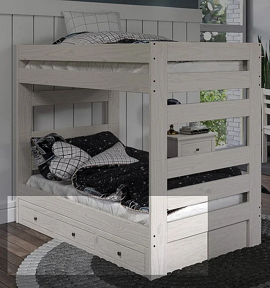 Pine Crafter Furniture Under Bed Three Drawer Storage Unit (for 11X, 12X, 16X, 40411A, 40411B, 49411B beds) in Antique White 60X-Atq