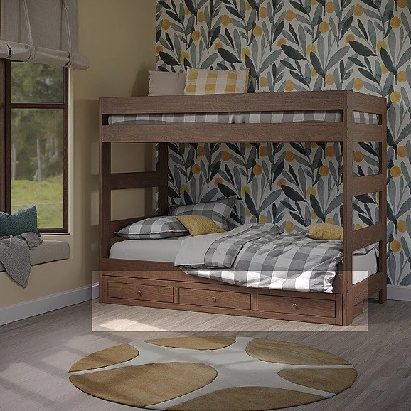 Pine Crafter Furniture Under Bed Three Drawer Storage Unit (for 11X, 12X, 16X, 40411A, 40411B, 49411B beds) in Mahogany Brown 60X-Mah