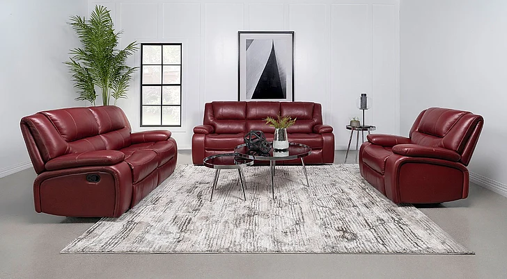 Coaster Furniture Camila 2-Piece Upholstered Motion Reclining Living Room Set in Red