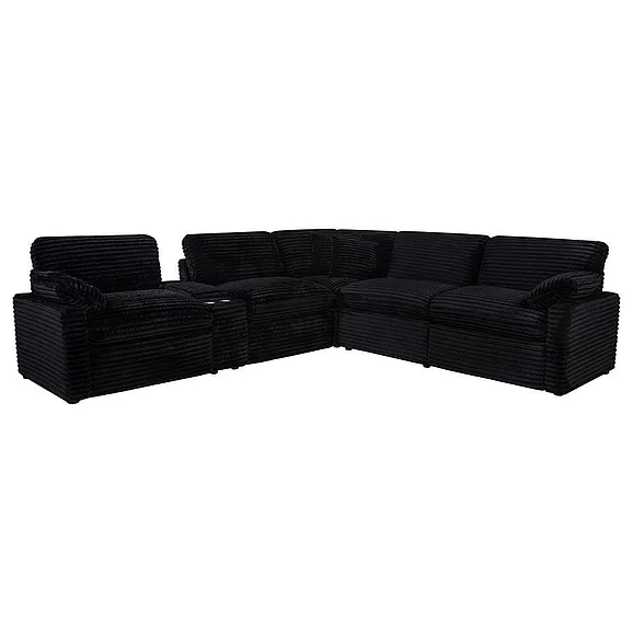 Coaster Collins 6pc Reclining Sectional Living Room Set in Black