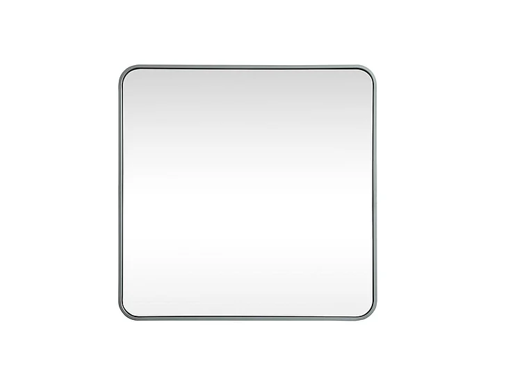 Elegant Soft Corner Metal Square Mirror 30X30 In. in Silver MR803030S