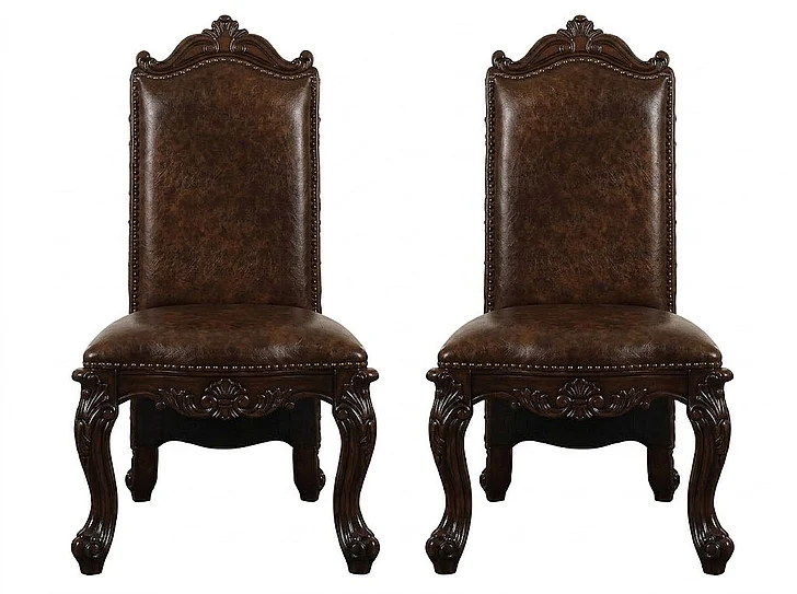 Acme Versailles Side Chair in L.Brown/Cherry Oak (Set of 2) 61102