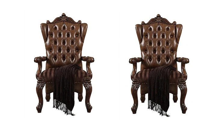 Acme Versailles Arm Chair in L.Brown/Cherry Oak (Set of 2) 61103