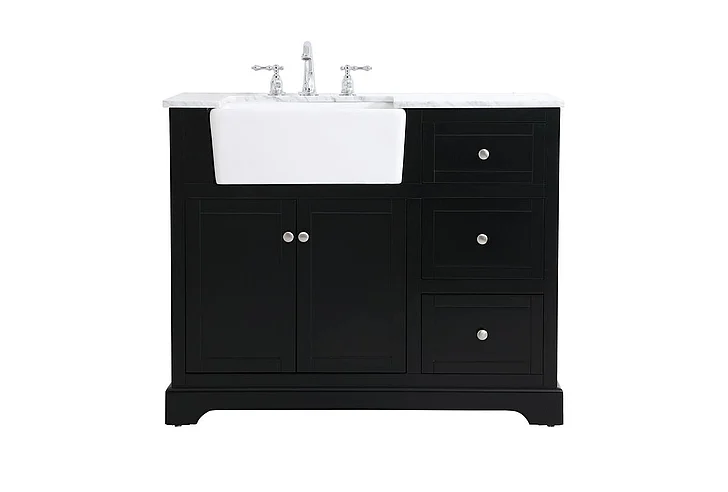 Elegant 42 In. Single Bathroom Vanity in Black VF60242BK