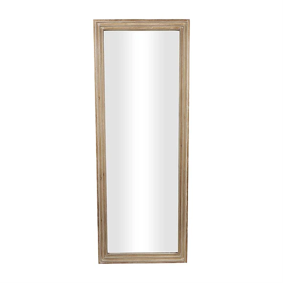 UMA Brown Wooden Tall Room Wall Mirror with Layered Beaded Frame, 27" x 2" x 72" | 61385
