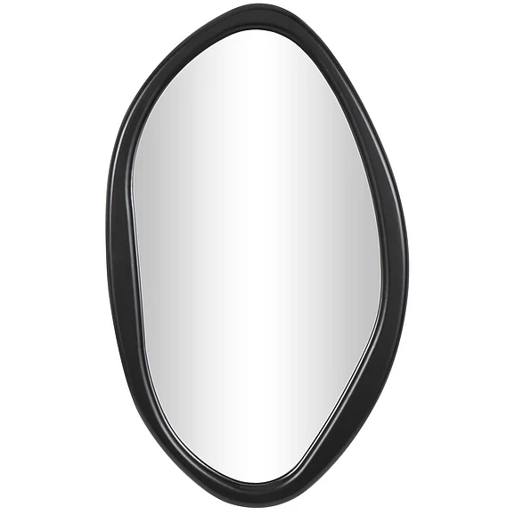 UMA Black Wooden Abstract Oval Room Wall Mirror, 23" x 2" x 39" | 61396