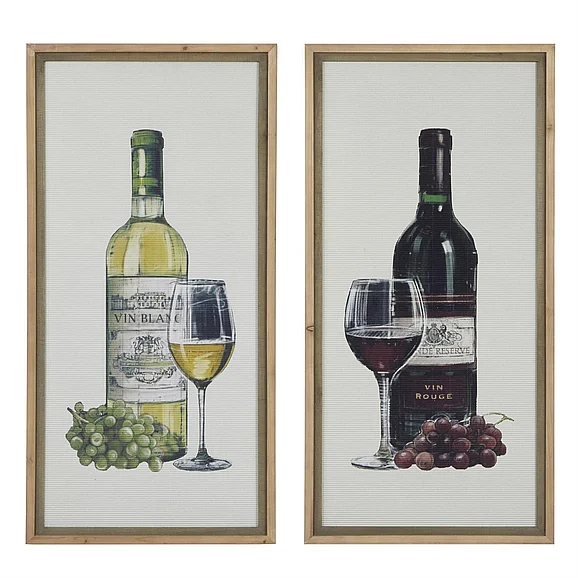 UMA Brown Wood Wine Wall Decor with Brown Frame, Set of 2 20W, 40H | 61472 CLOSEOUT