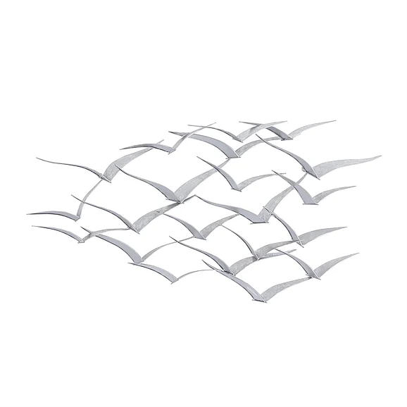 UMA Silver Metal Bird Flying Home Wall Decor, 48" x 3" x 25" | 61498