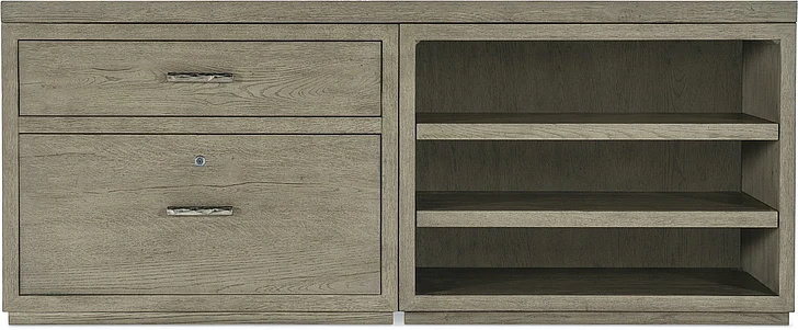 Hooker Furniture Linville Falls 72" Credenza with Lateral File and Open Desk Cabinet in Smoke Gray 6150-10909-85