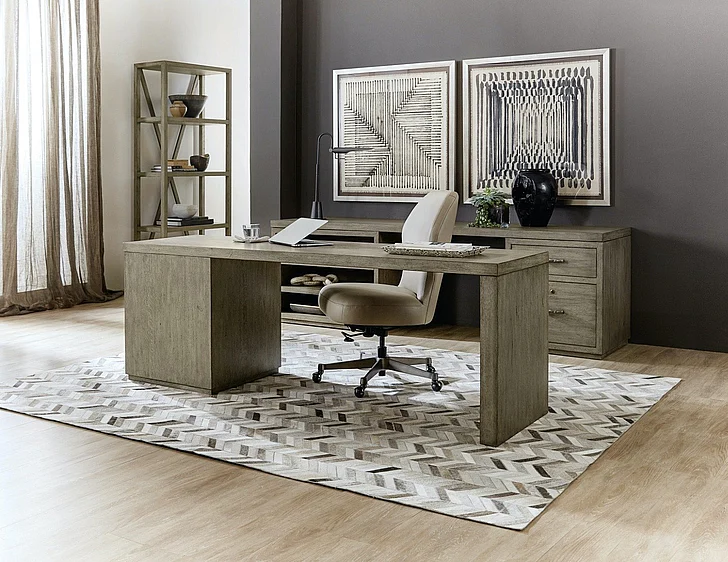 Hooker Furniture Linville Falls 3pc 84" Office Furniture Set in Gray Smoke