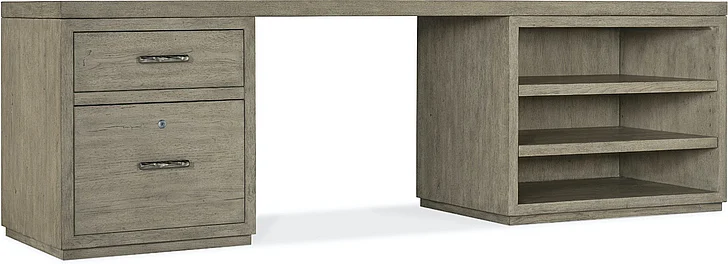 Hooker Furniture Linville Falls 96" Desk with 1 File and Open Desk Cabinet in Smoke Gray 6150-10922-85