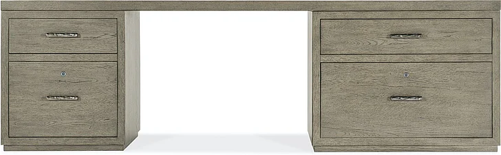 Hooker Furniture Linville Falls 96" Desk with Small File and Lateral File in Smoke Gray 6150-10923-85