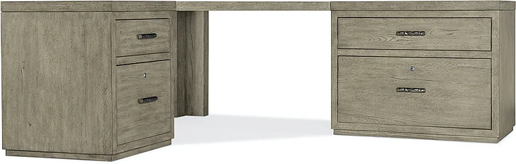 Hooker Furniture Linville Falls Corner Desk with File and Lateral File in Smoke Gray 6150-10935-85