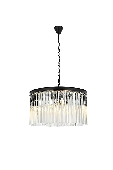 Elegant Sydney 8 Light Matte Black Chandelier Clear Royal Cut Crystal 1208D26MB/RC