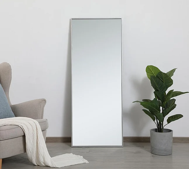 Elegant Metal Frame Rectangle Mirror 24 In. in Silver MR42460S
