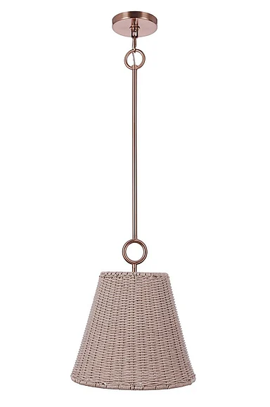 Craftmade Kirsten 1 Light 12" Pendant in Premium Bronze (White Rattan) 61891W-CPZ
