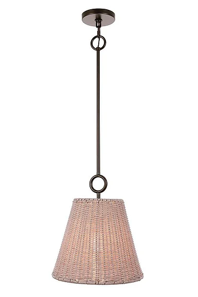 Craftmade Kirsten 1 Light 12" Pendant in Flat Black (White Rattan) 61891W-FB