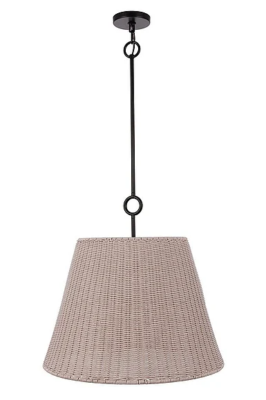 Craftmade Kirsten 3 Light 24" Pendant in Flat Black (White Rattan) 61893W-FB