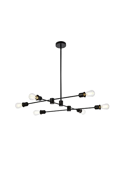 Elegant Xavier 6 Lights Pendant in Black LD7052D35BK CLOSEOUT
