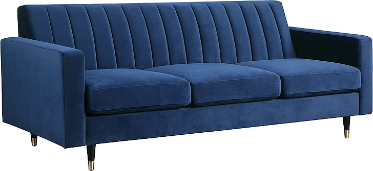 Meridian Furniture Lola Velvet Sofa in Navy 619Navy-S