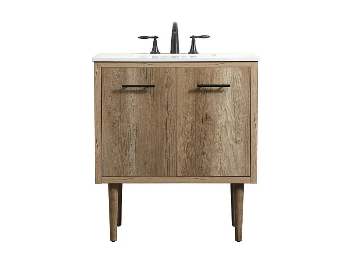 Elegant 30 In. Single Bathroom Vanity in Natural Oak VF48030NT CLOSEOUT