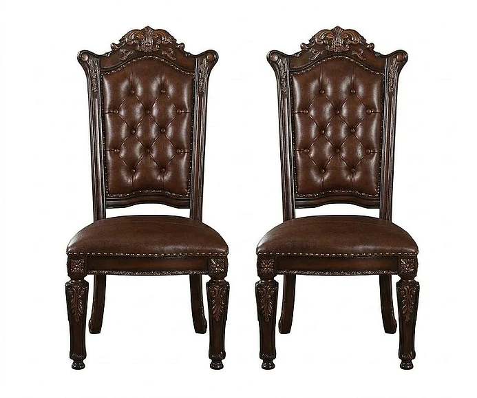Acme Vendome Dining Side Chair with Leather-Like Uphostery (Set of 2) in Cherry 62004 CLEARANCE
