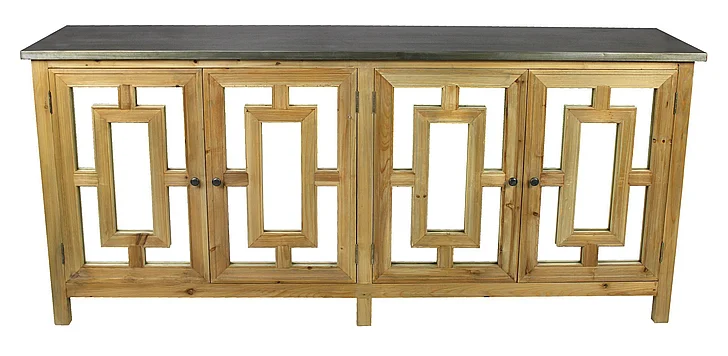 Moti Furniture Manhattan Beach Sideboard 4-Door with Mirror in Natural