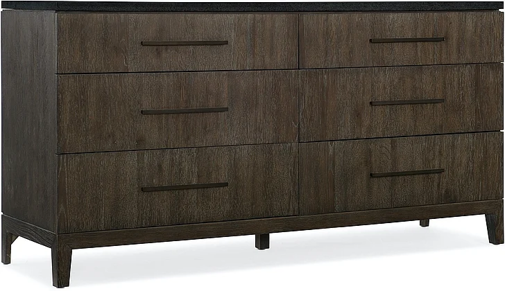 Hooker Furniture Miramar Aventura Raphael 6 Drawer Stone Top Dresser in Dark Wood 6202-90002-DKW