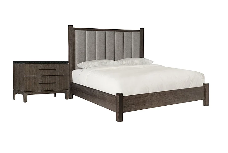 Hooker Furniture Miramar Aventura Jackson 2-Piece Upholstered Poster Bedroom Set in Dark Wood