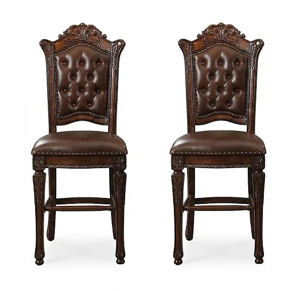 Acme Vendome Counter Height Chair with Tufted Back (Set of 2) in Cherry 62034 CLEARANCE