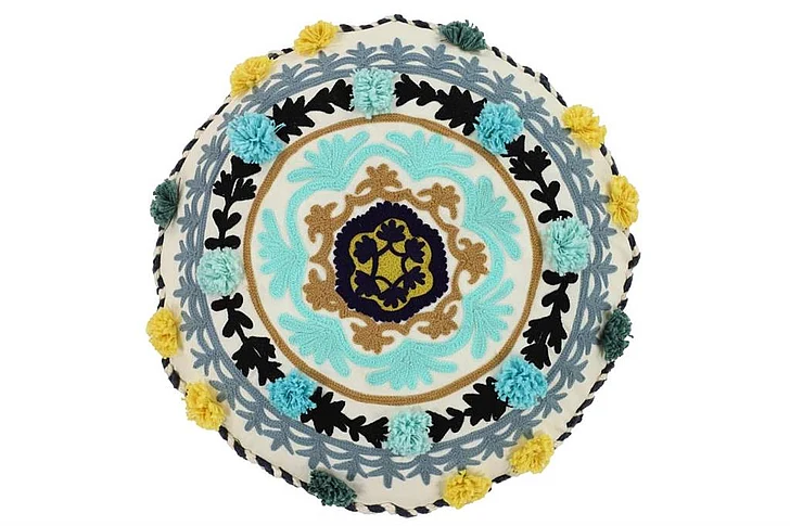 UMA Multi Colored Cotton Fabric Pillow Decorative, 20" x 7" x 20" | 62056 CLOSEOUT