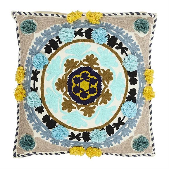 UMA Multi Colored Cotton Fabric Pillow Decorative, 20" x 7" x 20" | 62057 CLOSEOUT