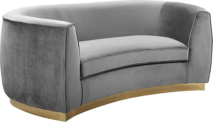 Meridian Furniture Julian Velvet Loveseat in Grey 620Grey-L