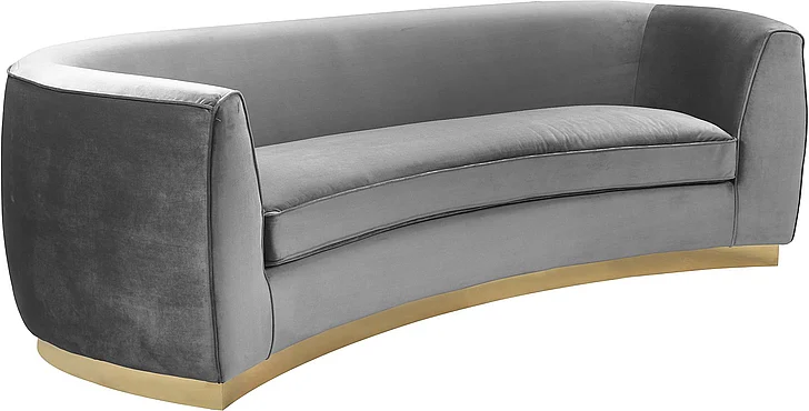 Meridian Furniture Julian Velvet Sofa in Grey 620Grey-S
