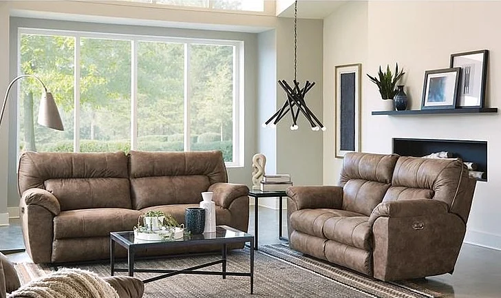 Catnapper Hollins 2pc Power Reclining Living Room Set in Coffee