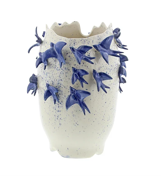 UMA White Ceramic Bird 3D Decorative Vase, 9 x 9 x 12 | 62182