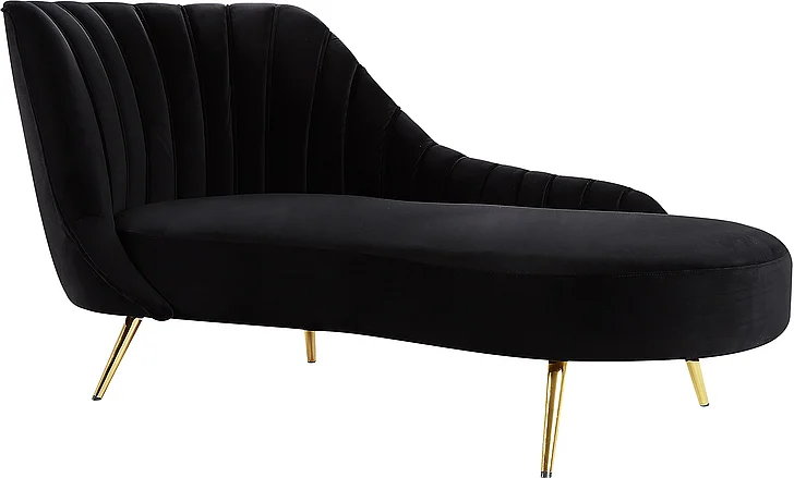 Meridian Furniture Margo Velvet Chaise Lounge in Black 622Black-Chaise