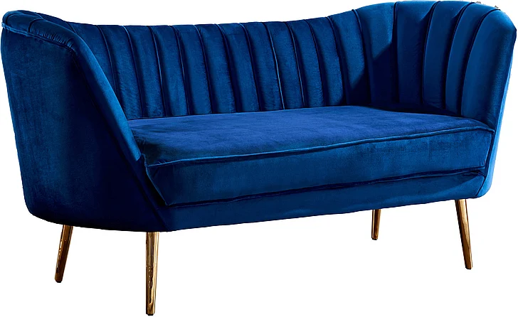 Meridian Margo Velvet Loveseat in Navy 622Navy-L