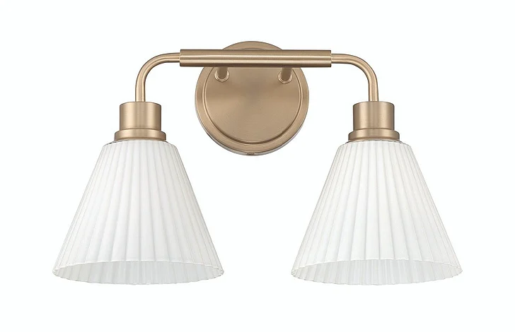 Craftmade Pleated II 2 Light Vanity in Premium Bronze (Cased White Glass) 62302-CPZ
