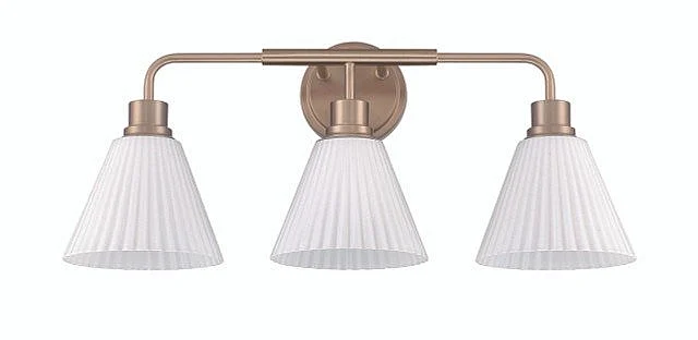 Craftmade Pleated II 3 Light Vanity in Premium Bronze (Cased White Glass) 62303-CPZ