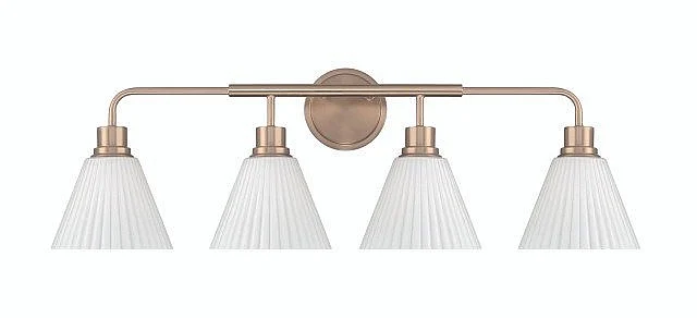 Craftmade Pleated II 4 Light Vanity in Premium Bronze (Cased White Glass) 62304-CPZ