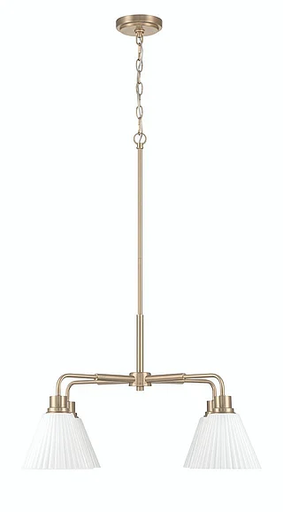 Craftmade Pleated II 4 Light Chandelier in Premium Bronze (Cased White Glass) 62324-CPZ