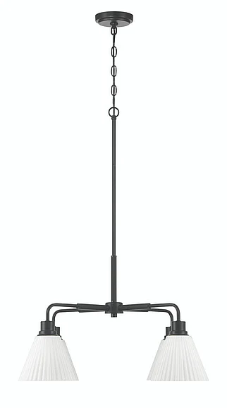 Craftmade Pleated II 4 Light Chandelier in Flat Black (Cased White Glass) 62324-FB